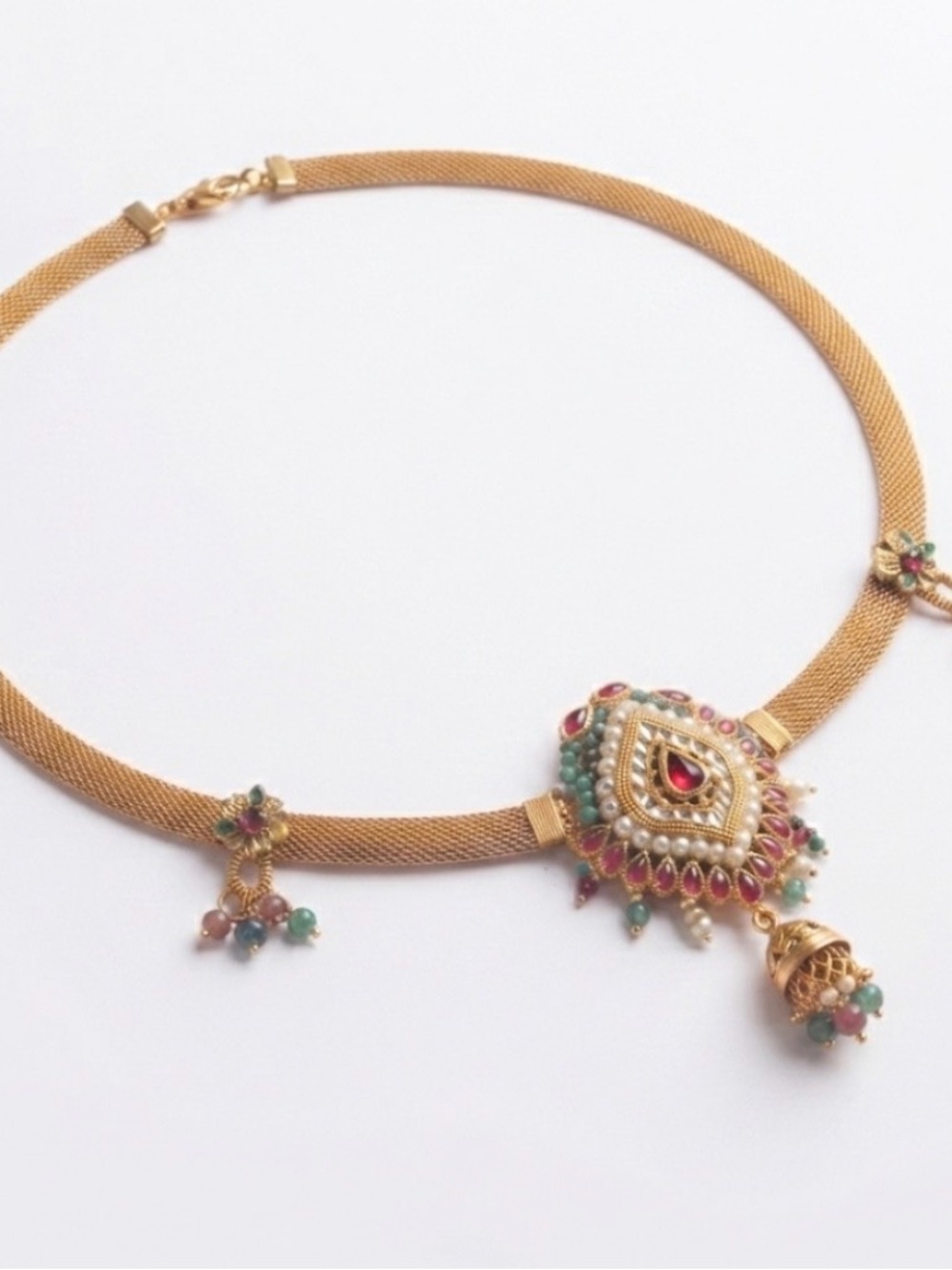 Gold-Tone Red & Green Pendant Necklace - Women Jewelry